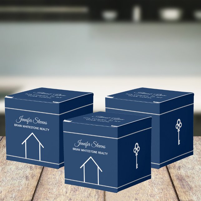 Real Estate Company Open House Blue Marketing Favor Box (Creator Uploaded)