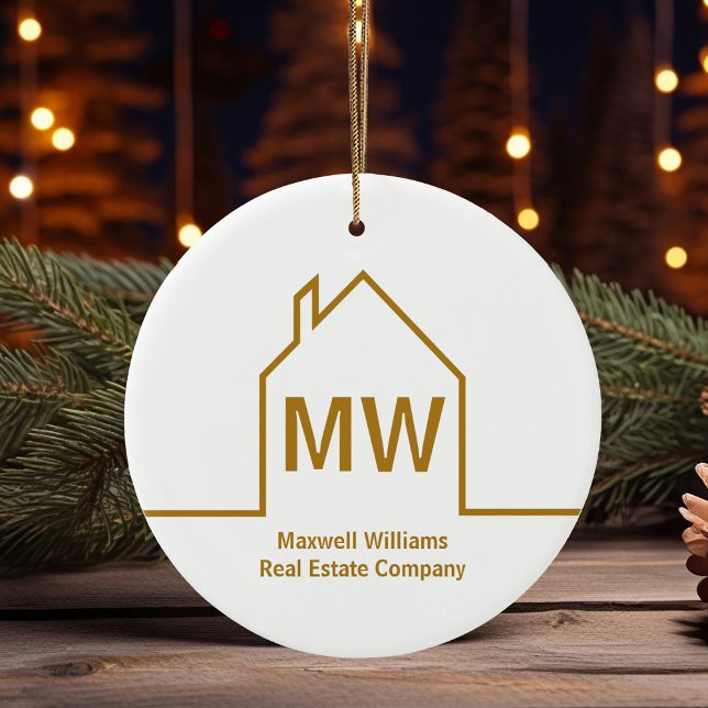 Real Estate Company Personalized Chic Gold Realtor Ceramic Ornament (Creator Uploaded)