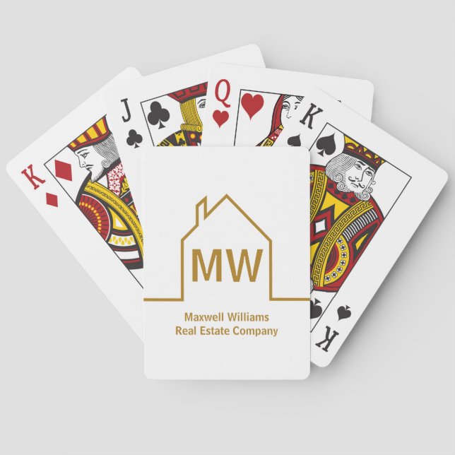 Real Estate Company Personalized Chic Gold Realtor Playing Cards (Back)