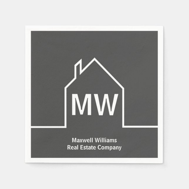 Real Estate Company Personalized Grey Realtor Napkin (Front)