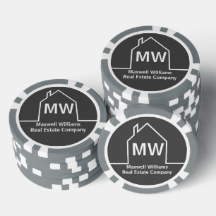 Real Estate Company Personalized Grey Realtor Poker Chips