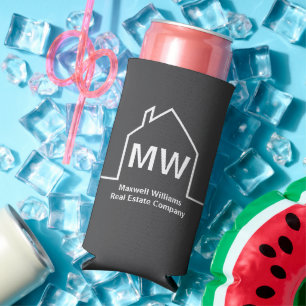 Real Estate Company Personalized Grey Realtor Seltzer Can Cooler