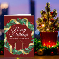 Real Estate Company Red Christmas Wreath Folded