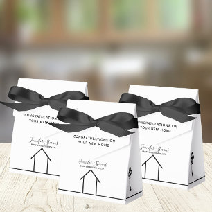 Real Estate Company White New Home Congratulations Favor Box