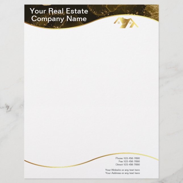 Real estate. Construction. Black Gold Letterhead (Front)