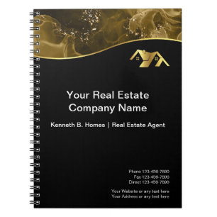 Real estate. Construction. Black Gold Notebook