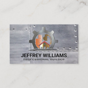 Real Estate Construction Logo   Metal and Rivets Business Card