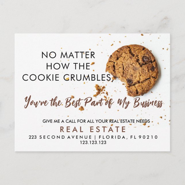 real estate COOKIE referrals Announcement Postcard (Front)