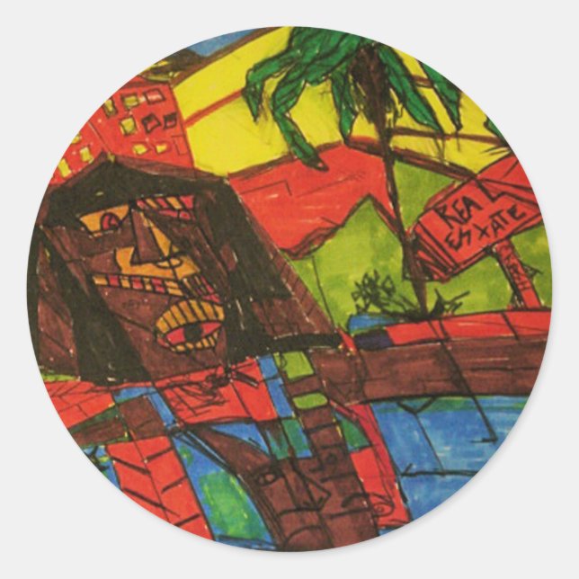 real estate crash classic round sticker (Front)