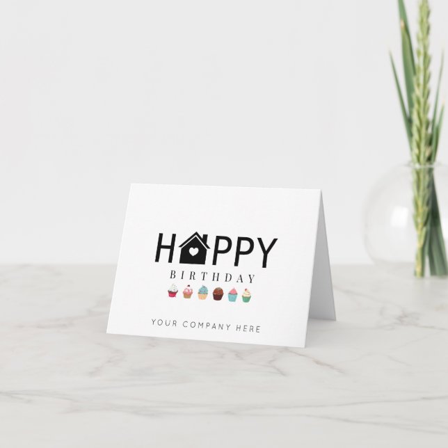 Real Estate Cupcake Happy Birthday Card (Front)