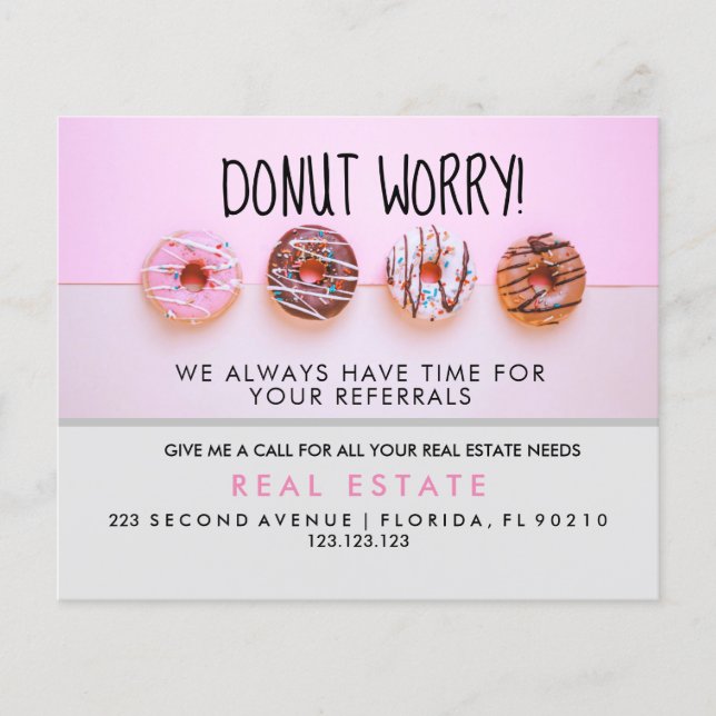 real estate donut referrals Announcement  Flyer (Front)
