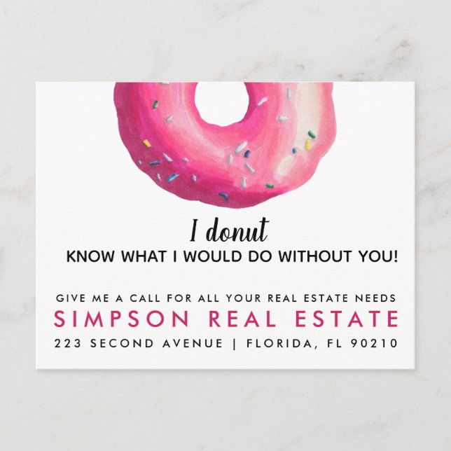 real estate  doughnut quote announcement postcard (Front)