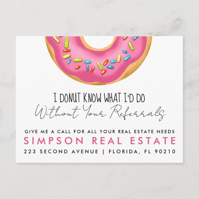real estate doughnut  referrals Announcement (Front)