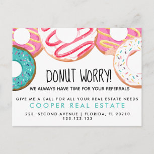 real estate doughnut referrals Announcement  Postcard