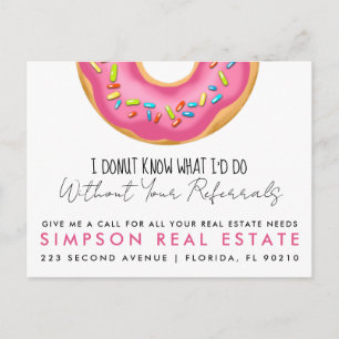 real estate doughnut  referrals Announcement Postcard