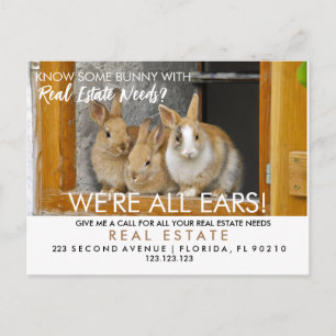 real estate easter bunny referrals Announcement  Postcard