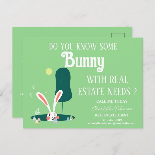Real Estate Easter Marketing Farming  Holiday Postcard (Front/Back)