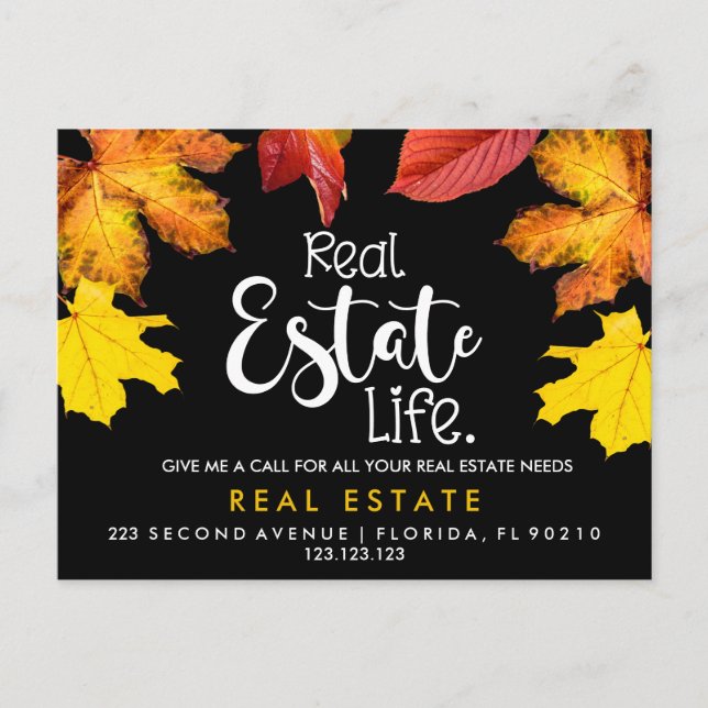 real estate FALL referrals Announcement Postcard (Front)