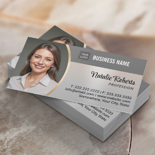 Real Estate Financial Consultant Silver Photo Business Card