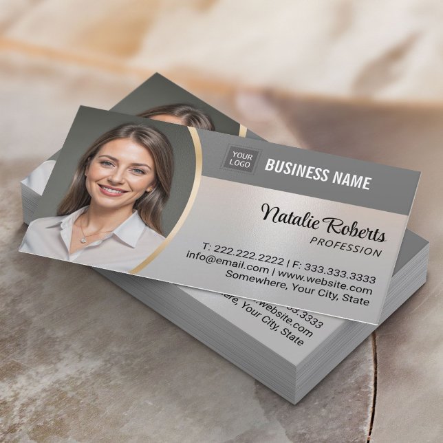 Real Estate Financial Consultant Silver Photo Business Card (Creator Uploaded)