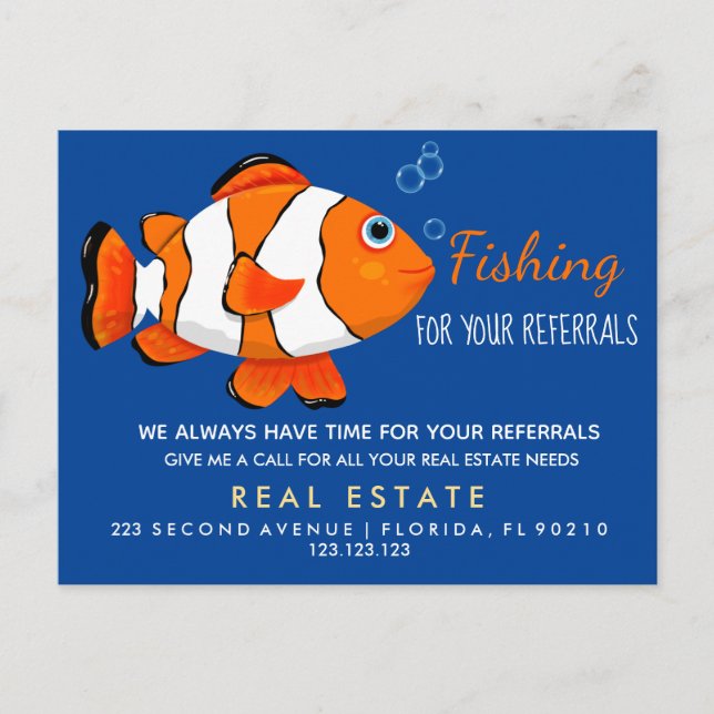 real estate Fishing for referrals Announcement Postcard (Front)