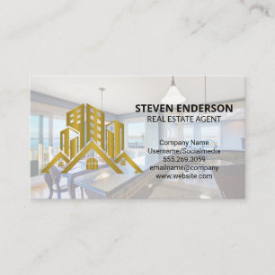 Real Estate Gold Logo Modern Kitchen Business Card
