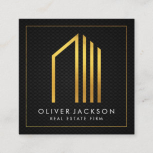 Real Estate   Gold Lux Executive   Black Mesh Square Business Card