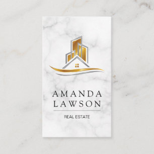 Real Estate Gold Silver Logo   White Marble Appointment Card