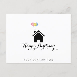 Real Estate Happy Birthday Balloons  Postcard