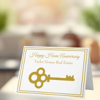 Real Estate Happy Home Anniversary Chic Gold Key 