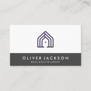 Real Estate Home Icon   Grey Trim Business Card