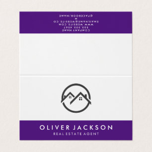 Real Estate Home Icon   Purple Trim Business Card