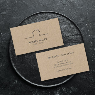 Real Estate Home Logo Realtor Kraft Business Card