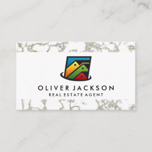 Real Estate Homes   Gold Marble Business Card