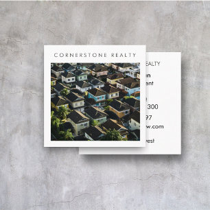 Real Estate House Agent Buy & Sell Property Square Business Card