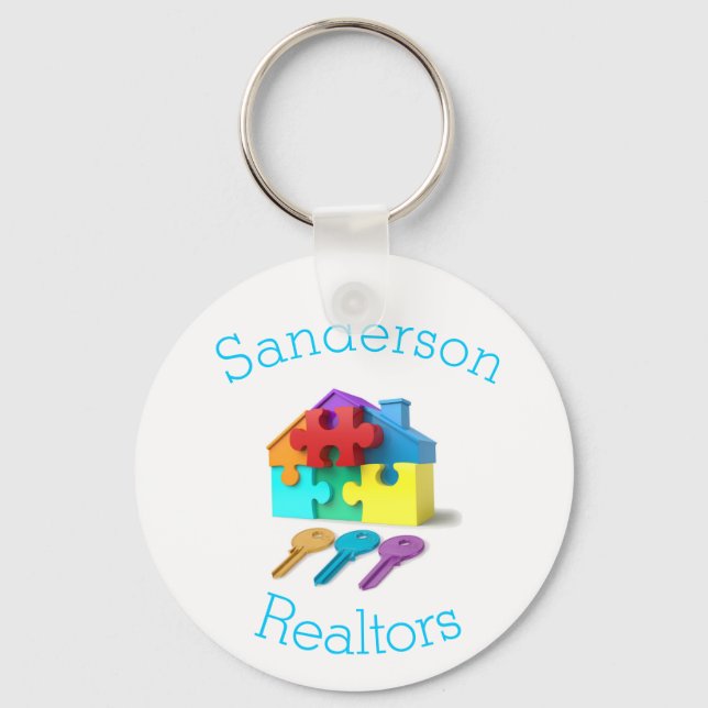 Real Estate, House and Keys, Realtor, estate agent Keychain (Front)