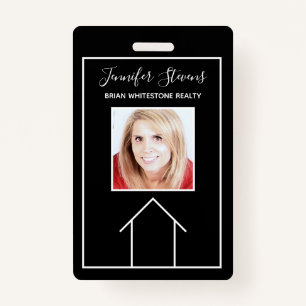 Real Estate House Black White Custom Realtor Badge