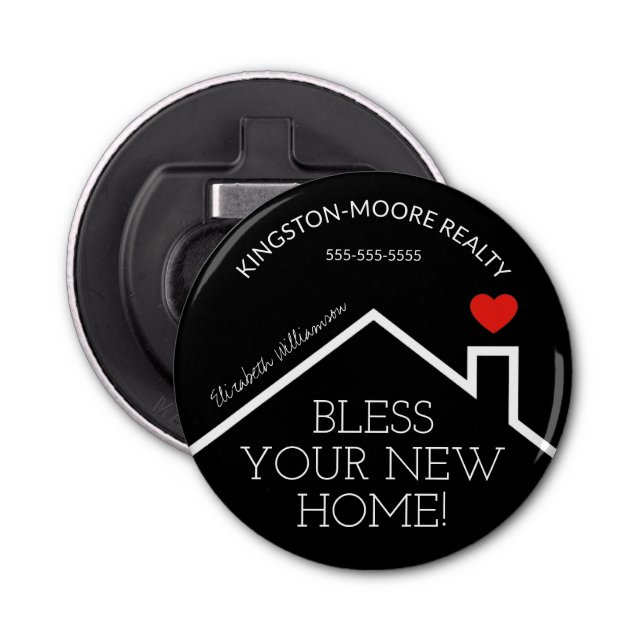 Real Estate House Heart Custom Realtor Bottle Opener (Front)