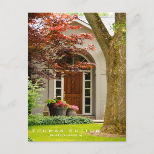 Real Estate House Home Entrance Wood Door Real Est Postcard