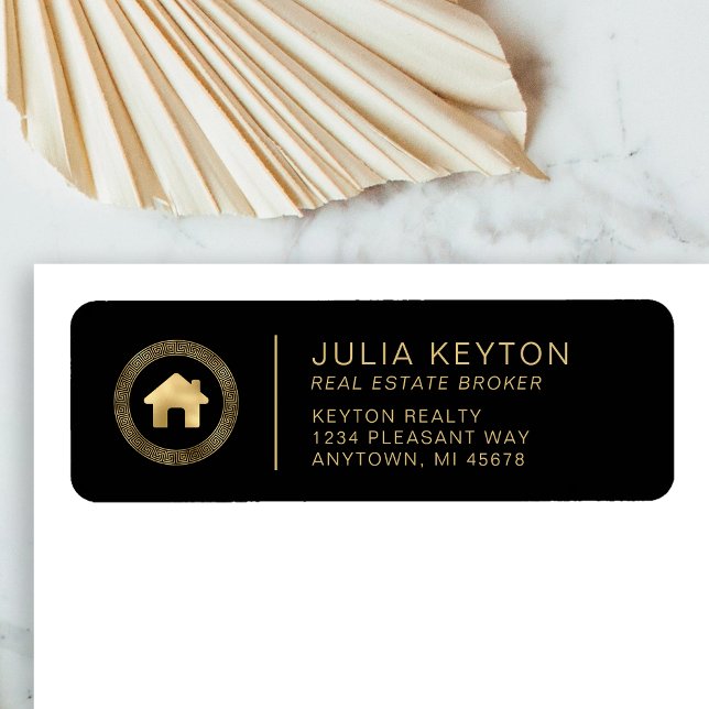 Real Estate House Logo Black Gold Return Address (Creator Uploaded)