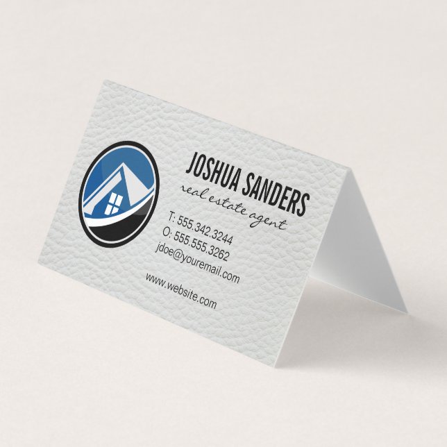Real Estate House Logo | Leather Business Card (Front)