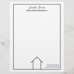 Real Estate House Simple Chic Custom Business Letterhead<br><div class="desc">This modern realtor letterhead is simple and chic with your name and company information. It features a chic minimalist black and white line drawing of a house. Use this contemporary paper for real estate correspondence to clients and other realty agents.</div>