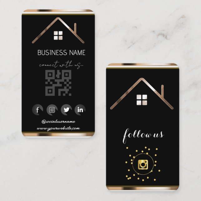 Real Estate House  -Social Media QR Code   Business Card (Front/Back)