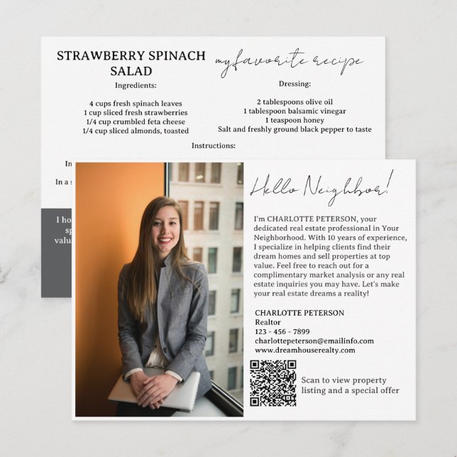 Real Estate Intro with recipe  Postcard (Front/Back)