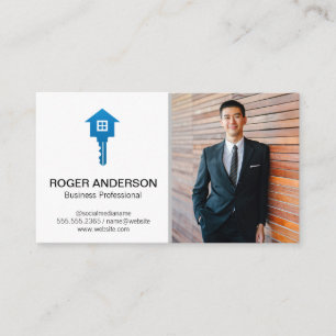 Real Estate Key Home Logo   Business Man Business Card