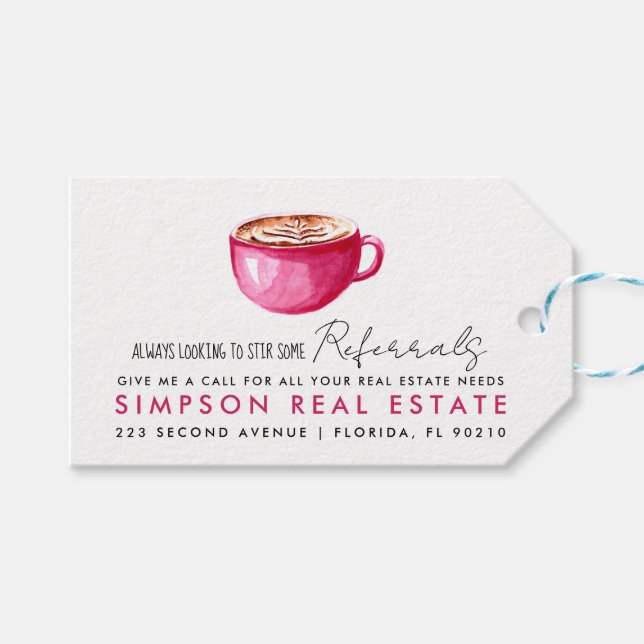 real estate Latte referrals Gift Tags (Front (Horizontal))