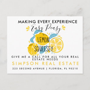 real estate LEMON referrals Announcement Postcard