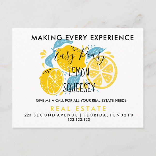 real estate LEMON referrals Announcement Postcard (Front)