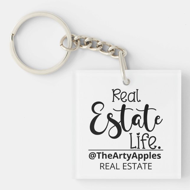 real estate life custom logo business company  keychain (Front)