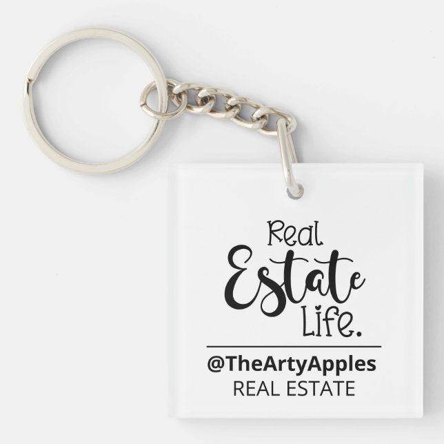 real estate life custom logo business company keychain (Front)